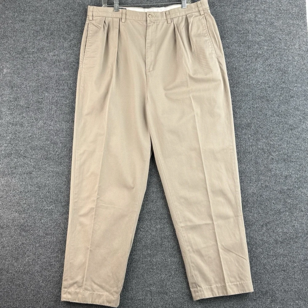 Polo Ralph Lauren Andrew Chino Pants Men's 38x32 Tall Tan Pleated Classic Cotton